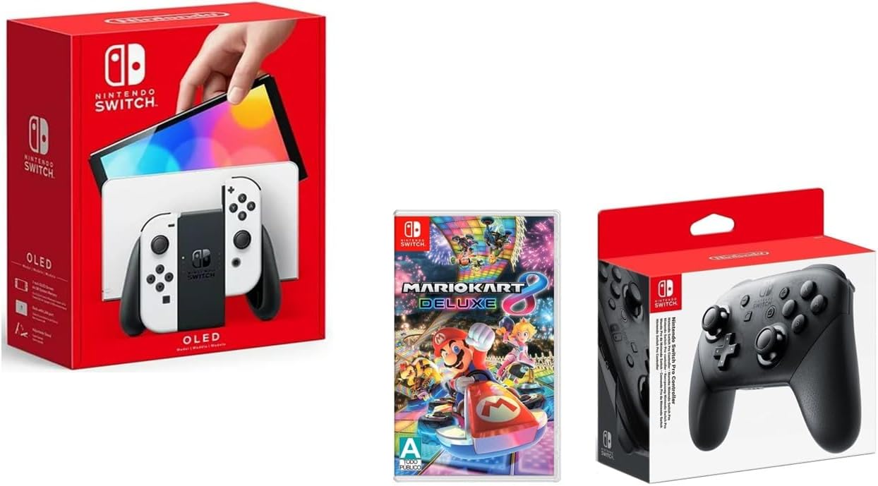 Foto 2 pulgar | Nintendo Switch Oled Blanco Más Mario Kart 8 Y Pro Controller
