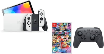 Foto 2 | Nintendo Switch Oled Blanco Más Mario Kart 8 Y Pro Controller