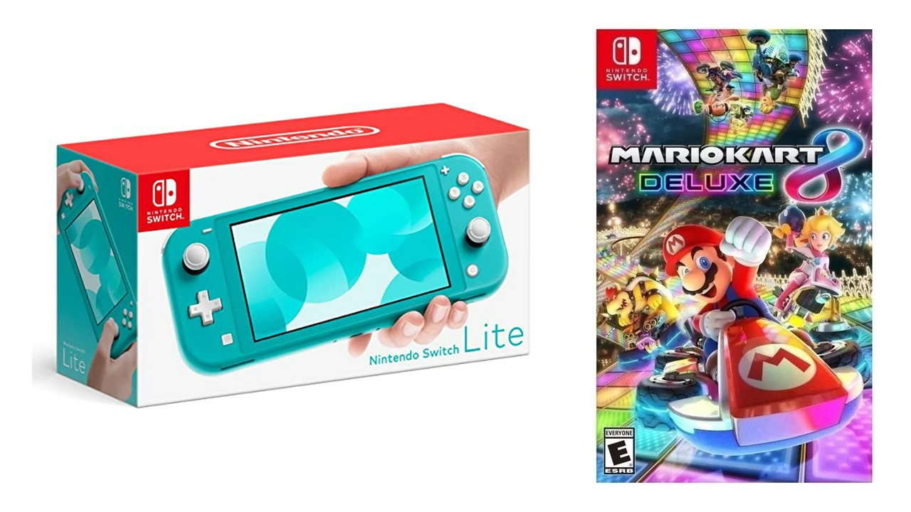 Nintendo Switch Lite Turquesa Mas Juego Fisico De Mario Kart 8 Deluxe