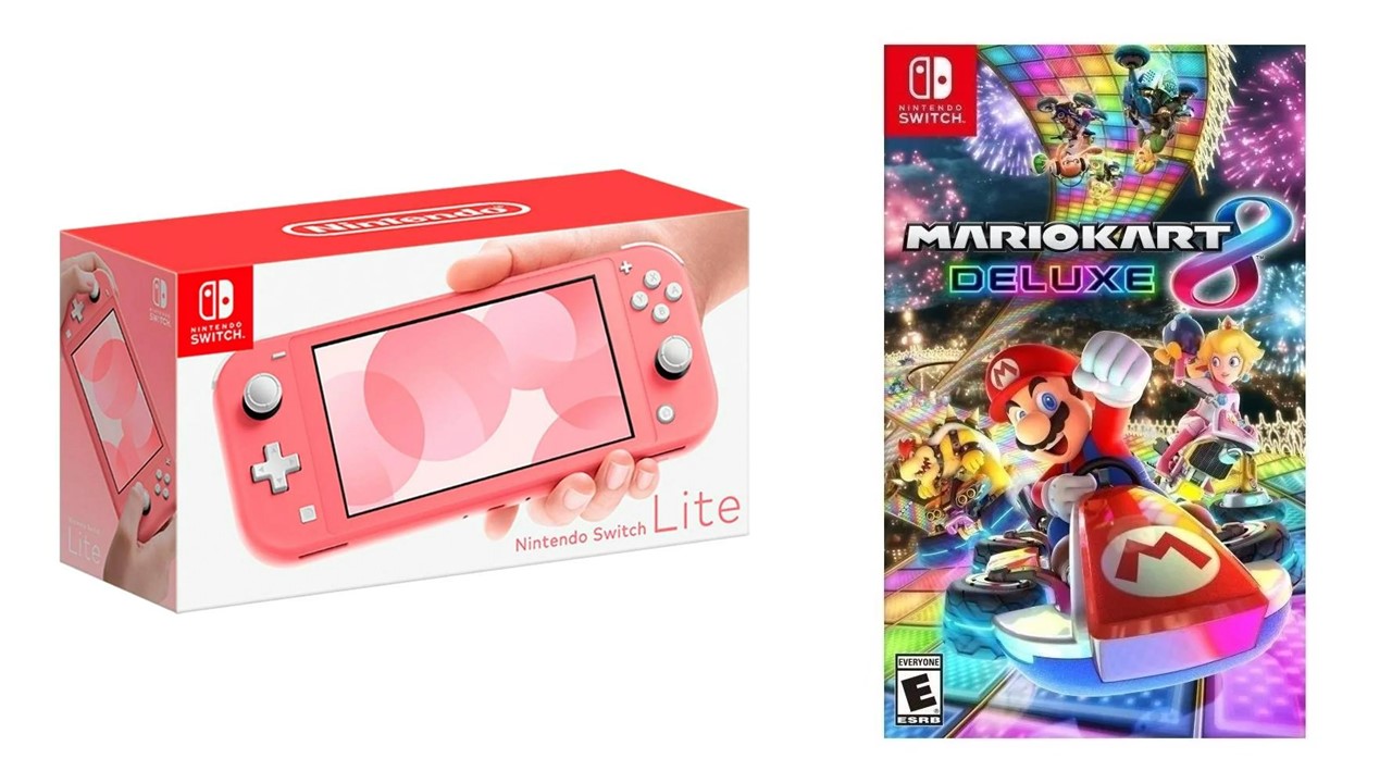 Foto 1 | Nintendo Switch Lite Coral Mas Juego Fisico De Mario Kart 8 Deluxe
