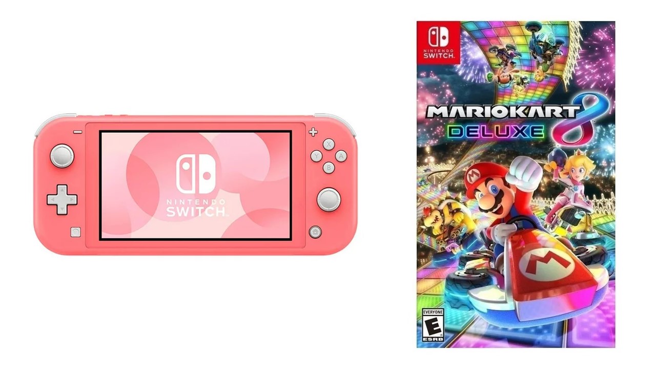 Foto 2 | Nintendo Switch Lite Coral Mas Juego Fisico De Mario Kart 8 Deluxe