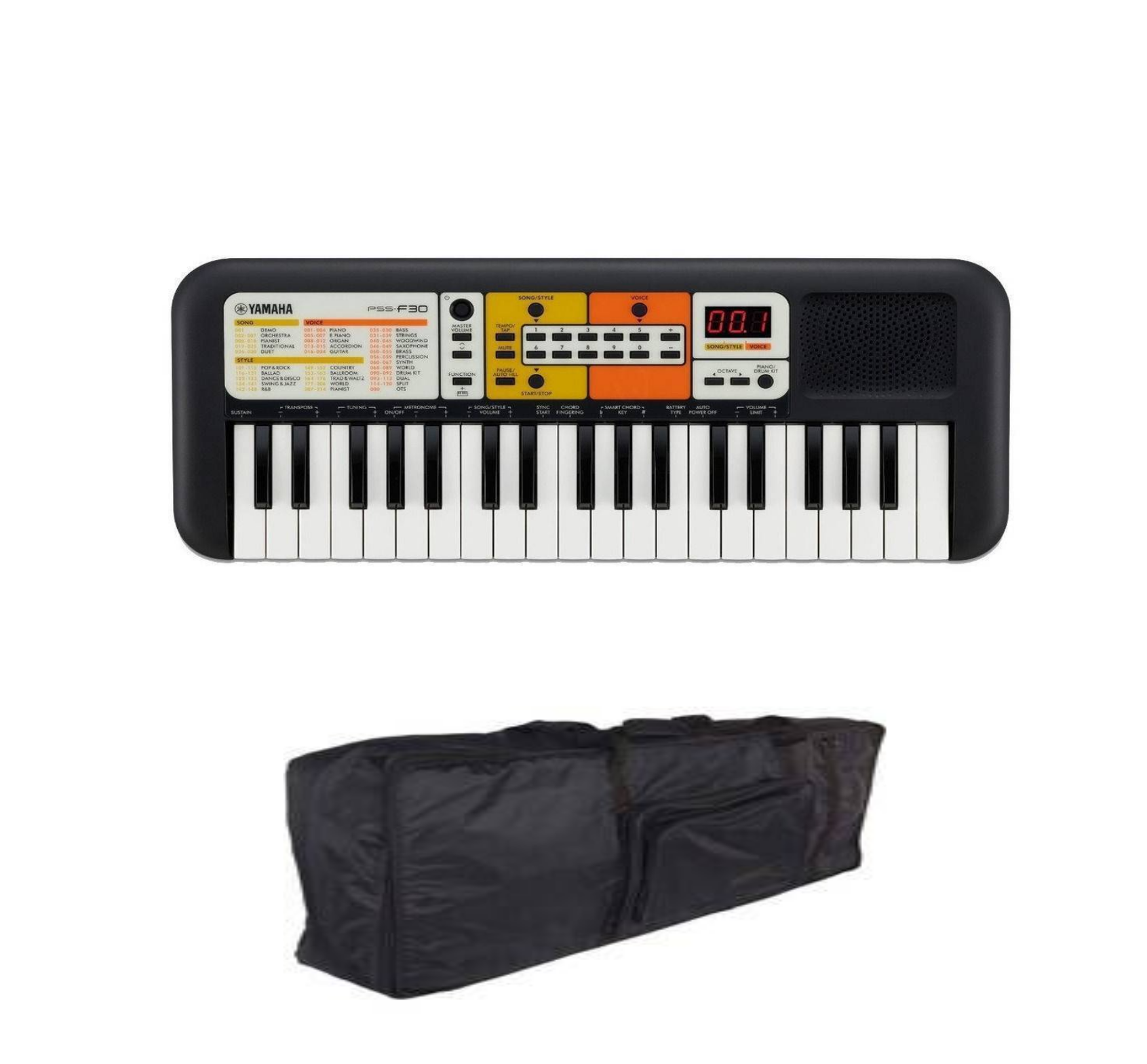 Teclado Yamaha Pss-f30 color Negro Aprendizaje Rápido para Niños Escolar con Funda