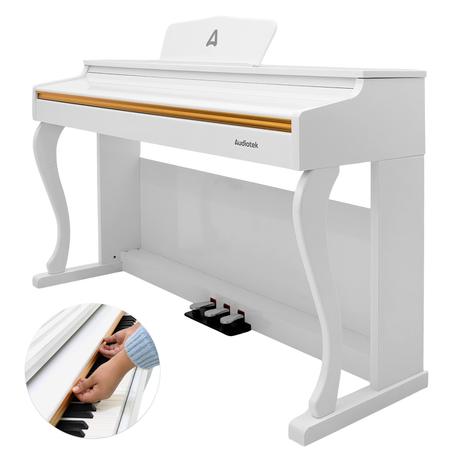 Foto 3 pulgar | Piano Teclado Electrico 88 Teclas Digital 15v 3a 900 Ritmos Blanco Audiotek