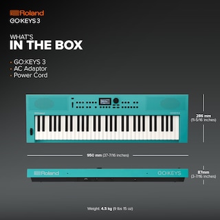 Foto 7 | Teclado De Creación Musical Roland Go:keys 3 61 Notas Turquesa - Venta Internacional.