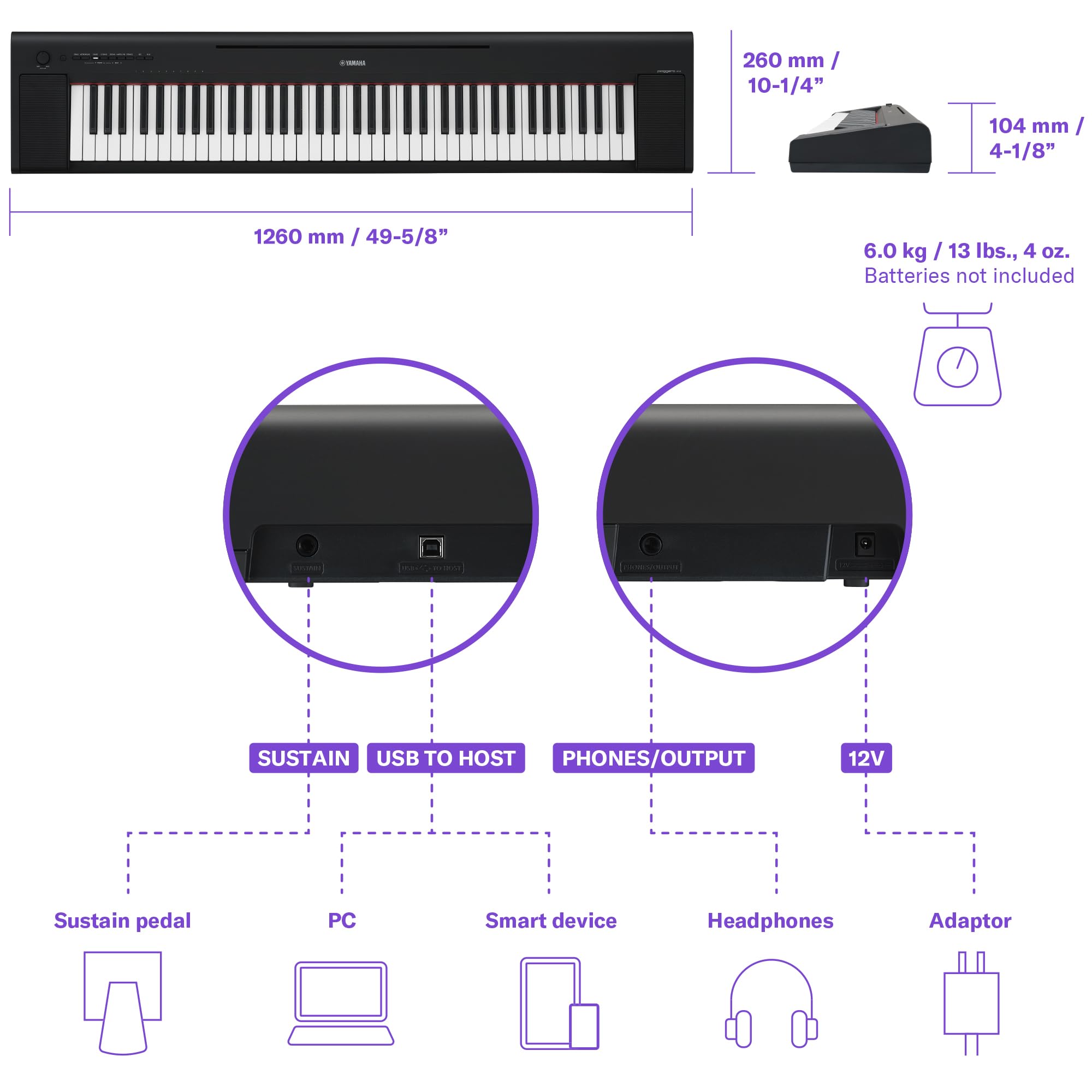 Foto 7 pulgar | Piano Digital Yamaha Piaggero Np35wh 76 Teclas Blanco - Venta Internacional.
