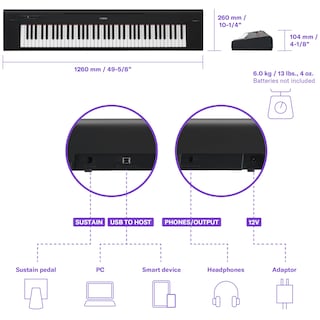 Foto 6 | Piano Digital Yamaha Piaggero Np35wh 76 Teclas Blanco - Venta Internacional.