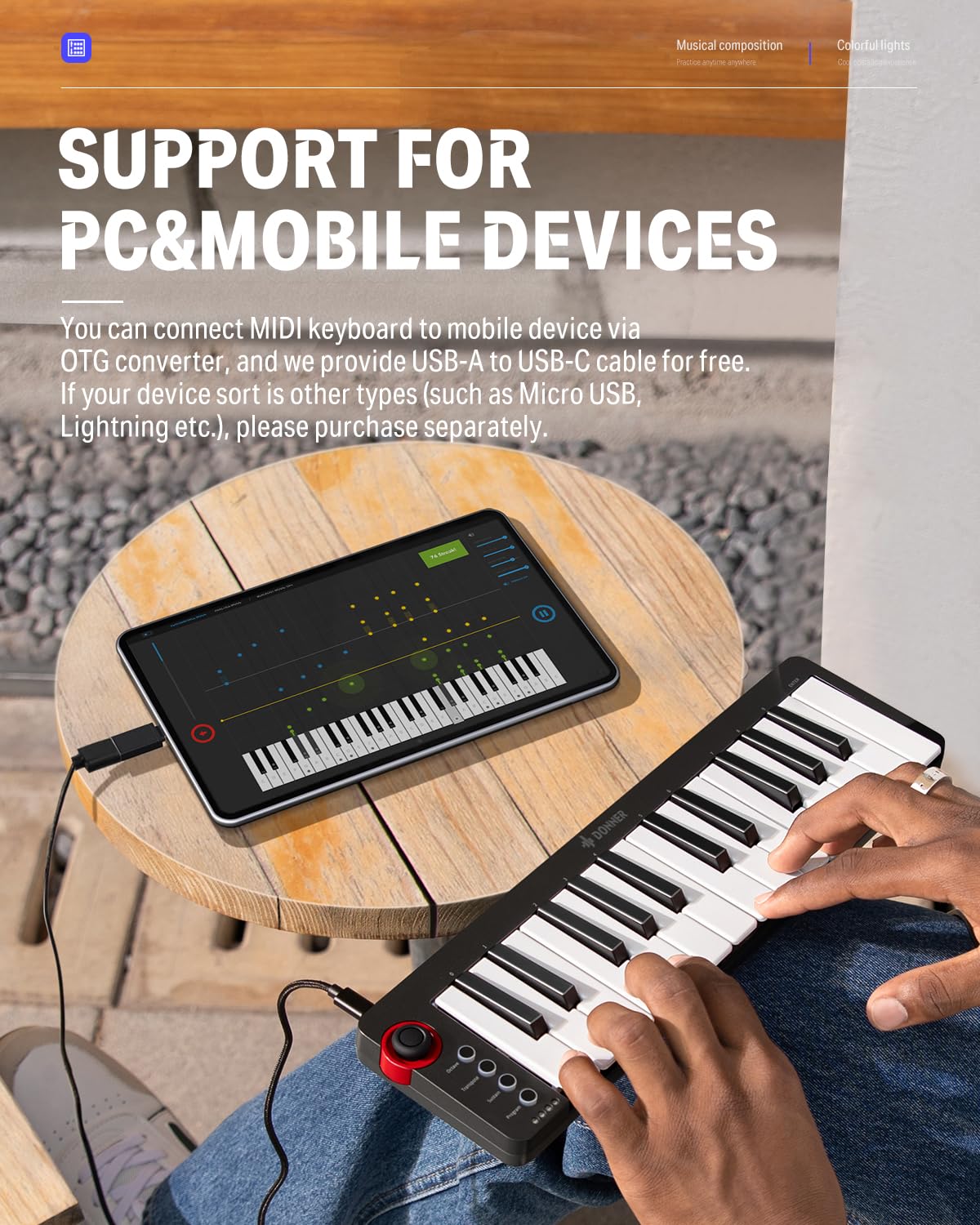 Foto 7 | Controlador De Teclado Midi Donner N-25 De 25 Teclas Para Principiantes - Venta Internacional.