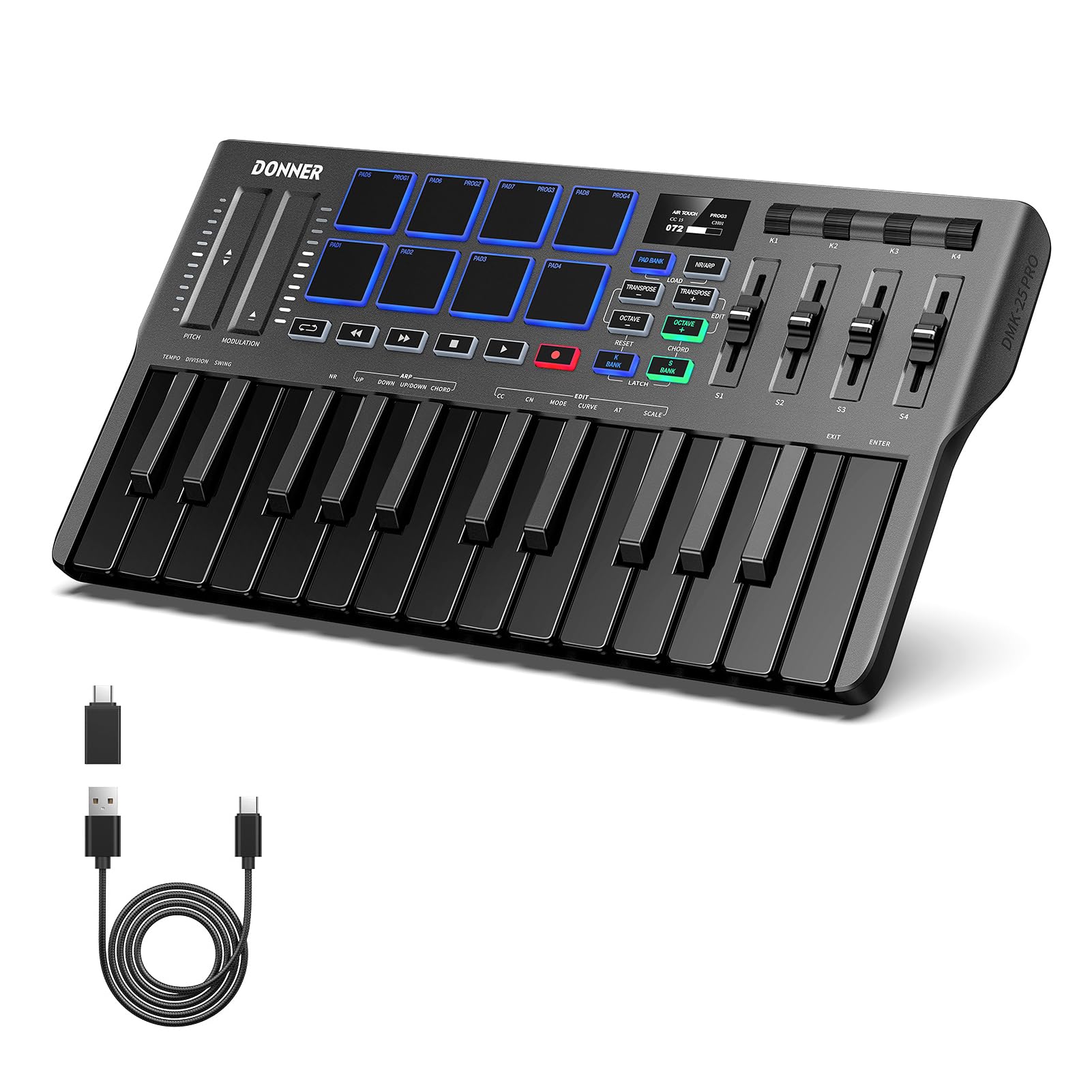 Foto 2 pulgar | Controlador De Teclado Midi Donner Dmk 25 Pro De 25 Teclas Usb-c - Venta Internacional.
