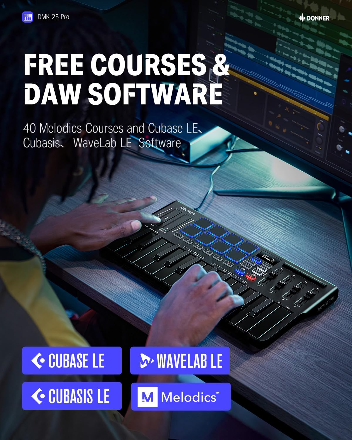 Foto 6 pulgar | Controlador De Teclado Midi Donner Dmk 25 Pro De 25 Teclas Usb-c - Venta Internacional.