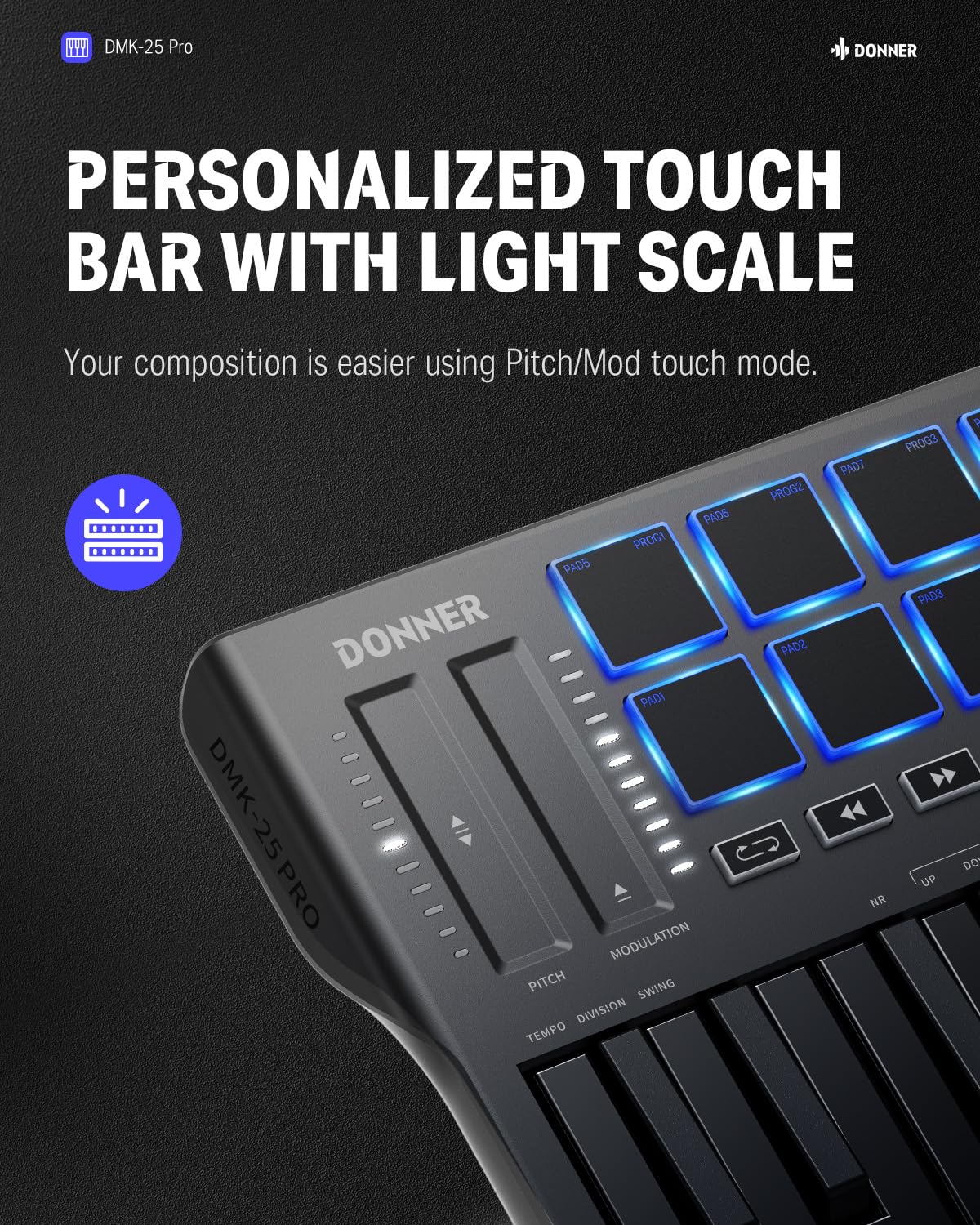 Foto 8 pulgar | Controlador De Teclado Midi Donner Dmk 25 Pro De 25 Teclas Usb-c - Venta Internacional.