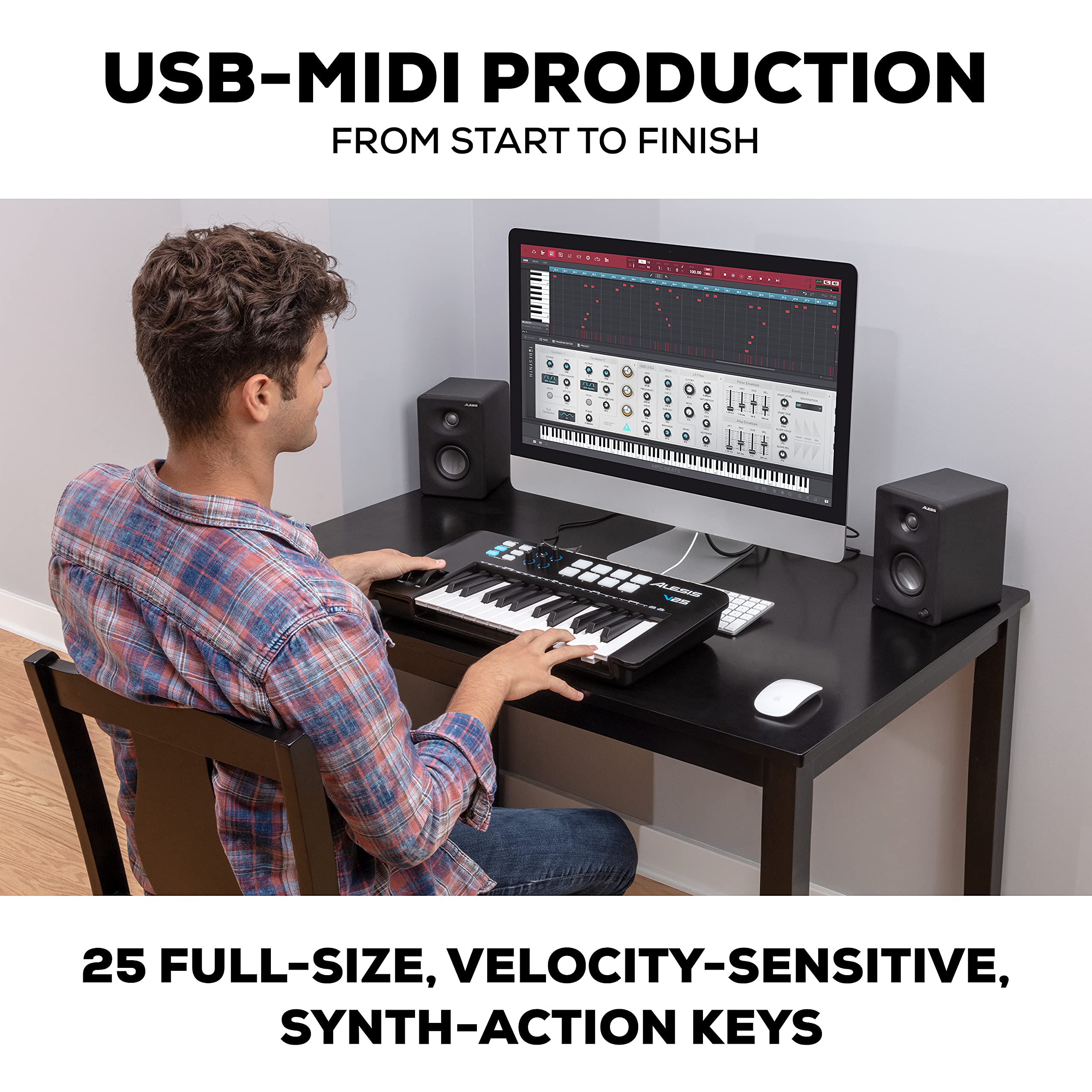 Foto 3 pulgar | Controlador De Teclado Usb Midi Alesis V25 Mkii 25 Teclas Negro - Venta Internacional.