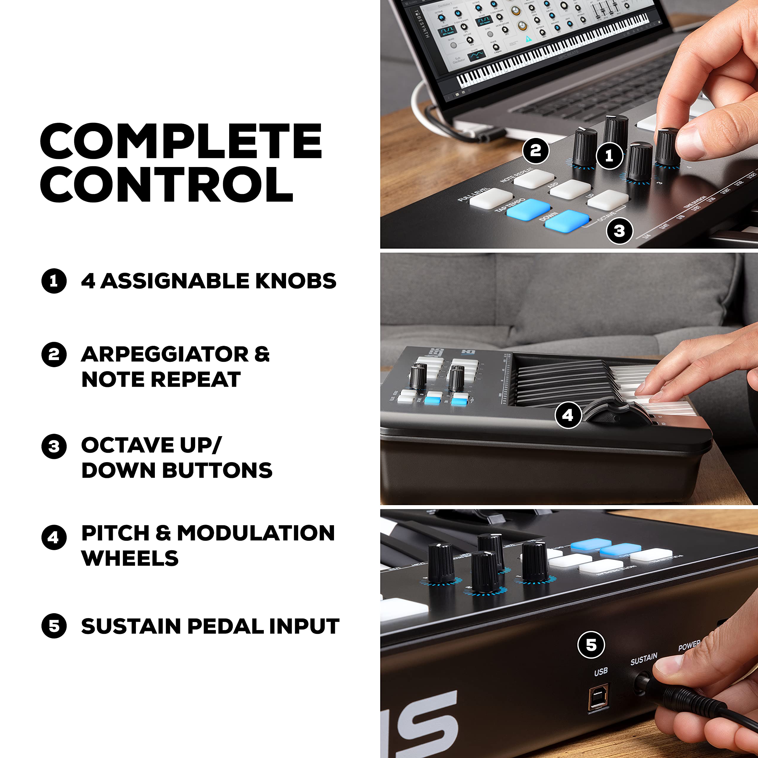 Foto 5 pulgar | Controlador De Teclado Usb Midi Alesis V25 Mkii 25 Teclas Negro - Venta Internacional.
