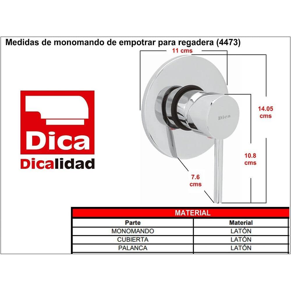 Foto 3 pulgar | Monomando Dica 4473.9 de Empotrar para Regadera