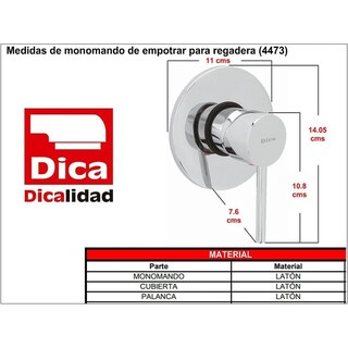 Foto 2 | Monomando Dica 4473.9 de Empotrar para Regadera