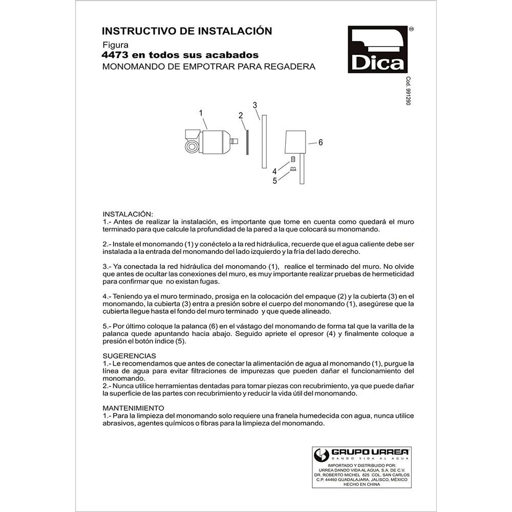 Foto 5 | Monomando Dica 4473.9 de Empotrar para Regadera