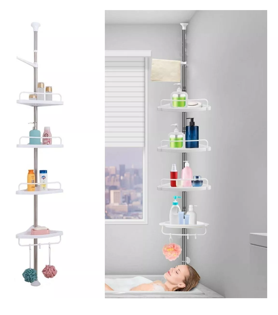 Foto 3 pulgar | Esquinero Para Baño Organizador Para Regadera Con 4 Niveles Blanco