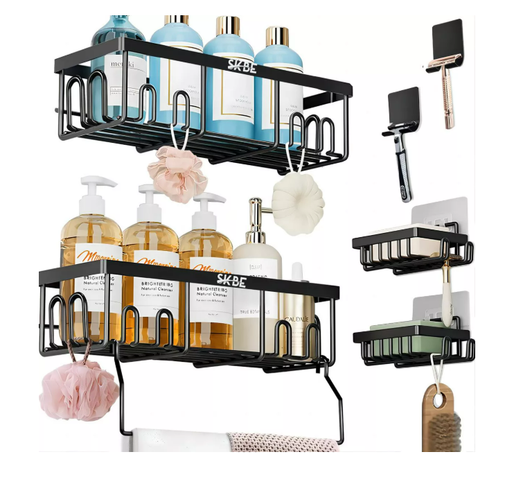 Estante Organizador Wünd Negro para Regadera de Baño con Adhesivos