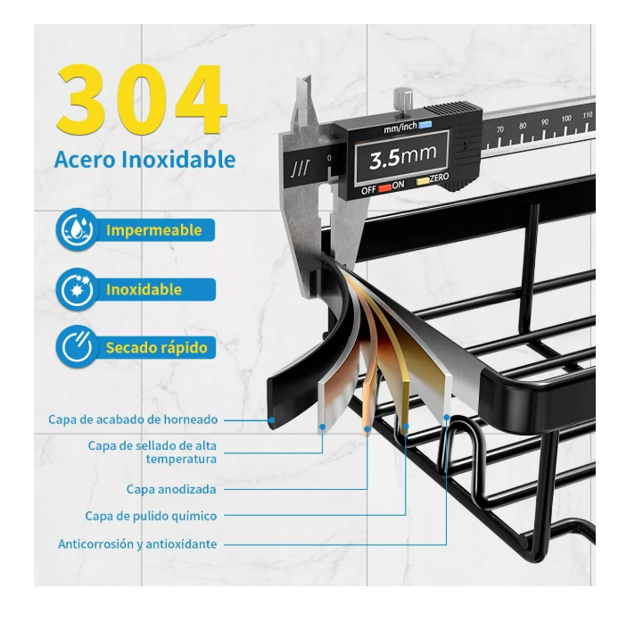 Foto 5 pulgar | Estante Organizador Wünd Negro para Regadera de Baño con Adhesivos