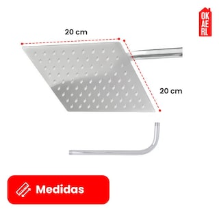 Foto 2 | Regadera Cuadrada Okaeri 20 x 20 cm con Brazo Acero Inoxidable Plateada