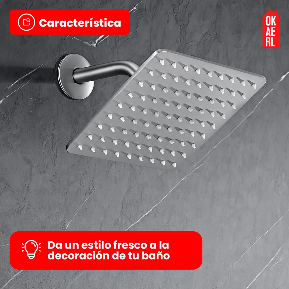 Foto 5 pulgar | Regadera Cuadrada Okaeri 20 x 20 cm con Brazo Acero Inoxidable Plateada