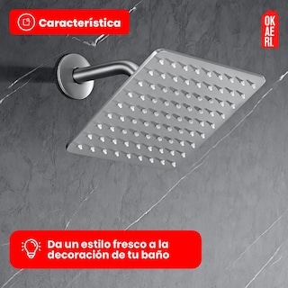 Foto 4 | Regadera Cuadrada Okaeri 20 x 20 cm con Brazo Acero Inoxidable Plateada
