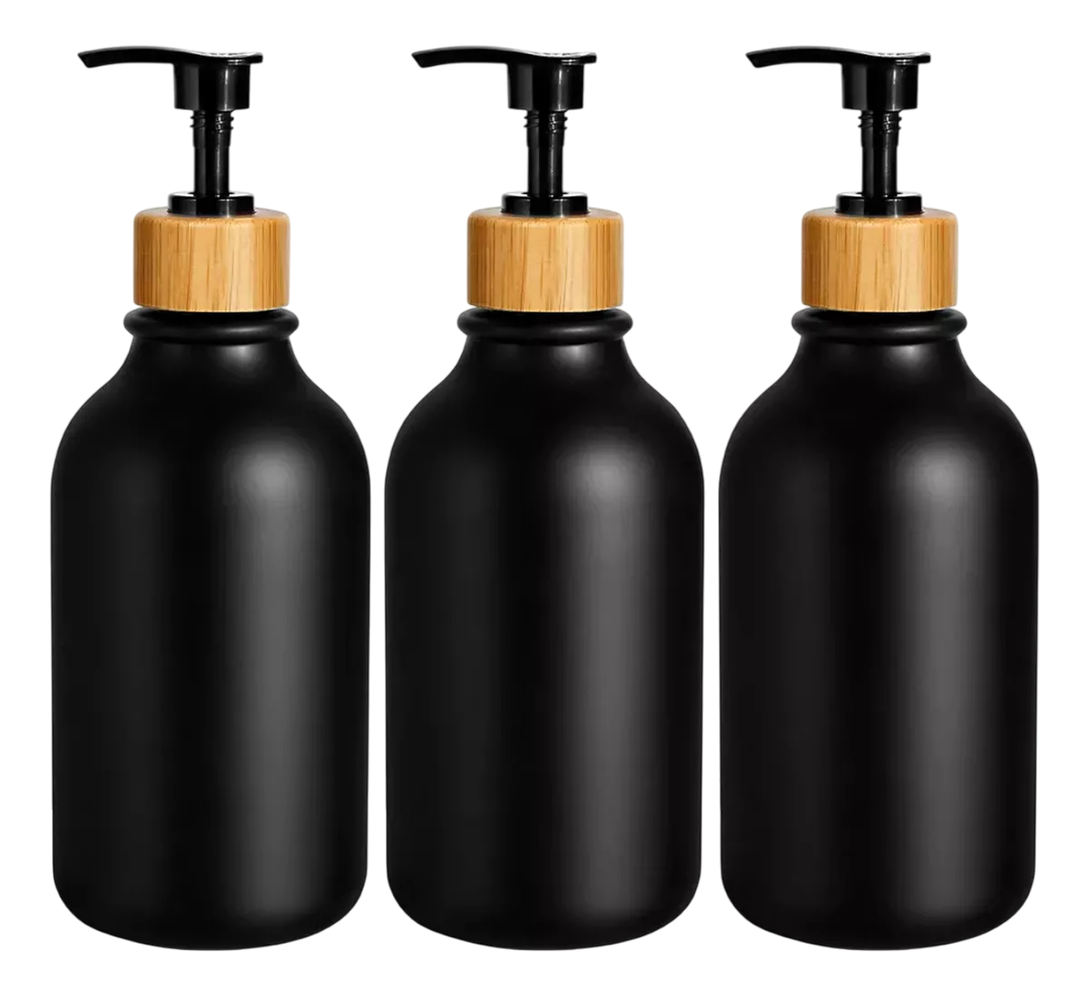 Foto 2 pulgar | Juegos De Baño 3 Dispensador De Jabon De Shampoo Bambu 500 Ml Negro