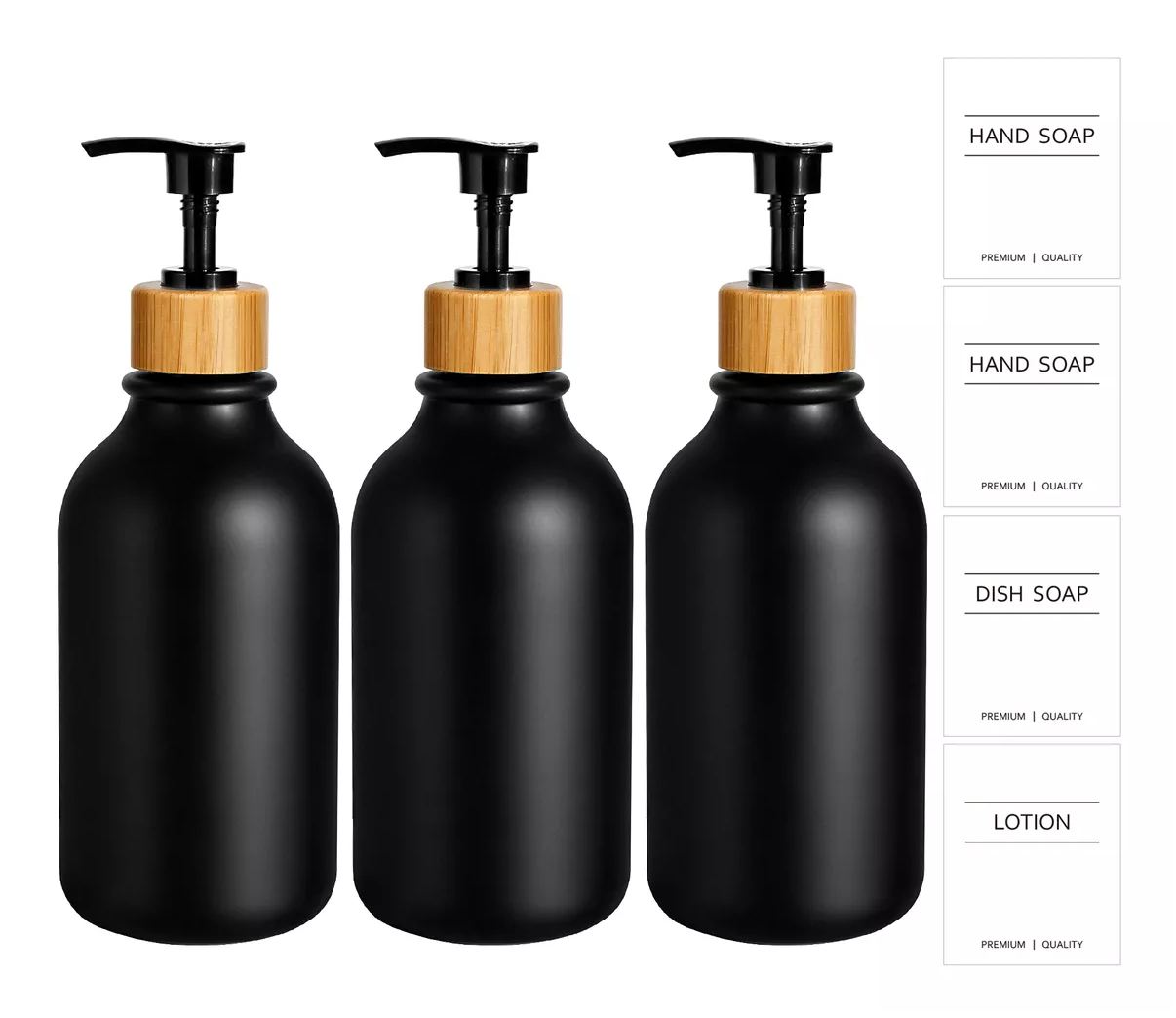 Foto 4 pulgar | Juegos De Baño 3 Dispensador De Jabon De Shampoo Bambu 500 Ml Negro