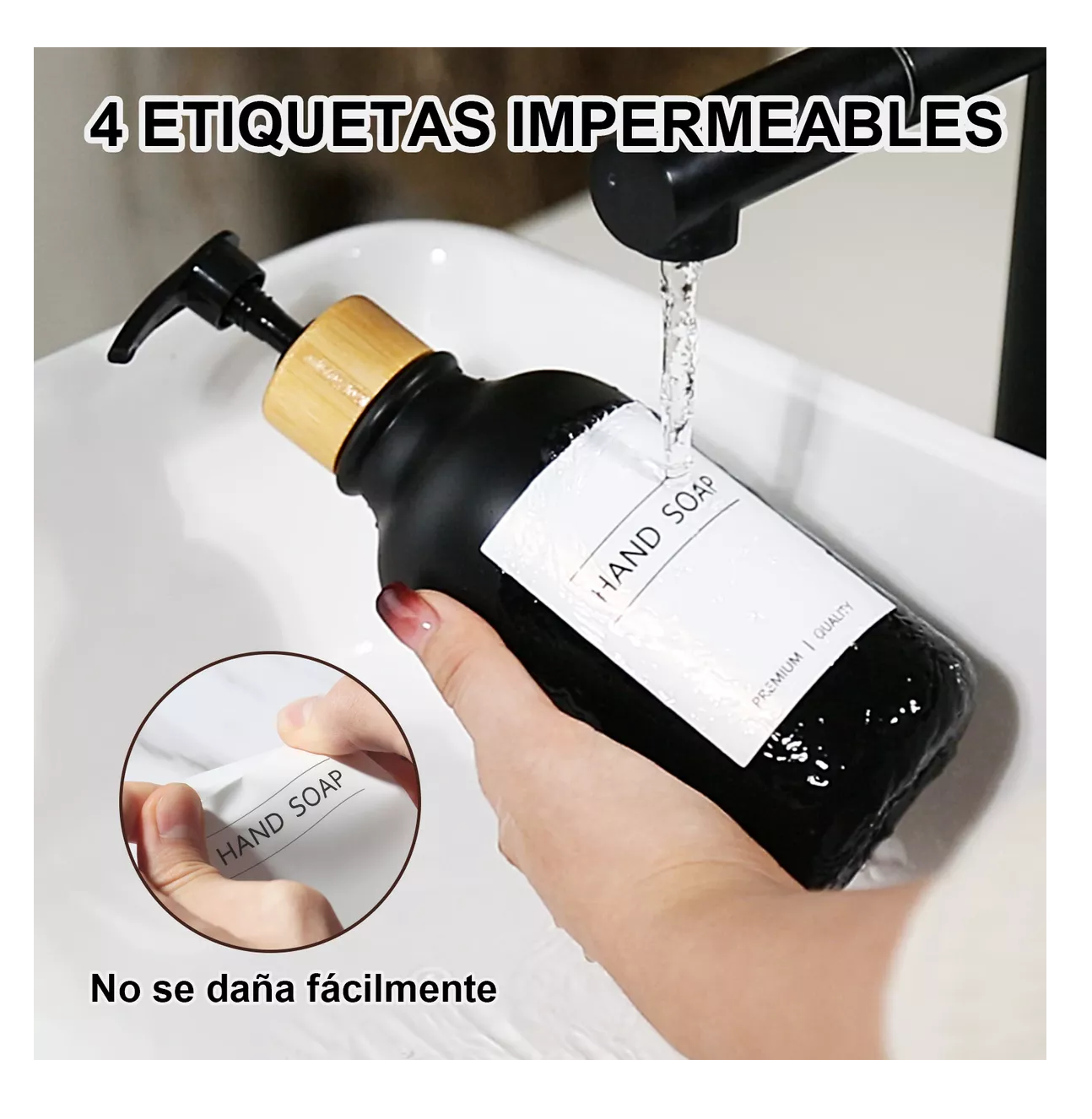 Foto 5 pulgar | Juegos De Baño 3 Dispensador De Jabon De Shampoo Bambu 500 Ml Negro