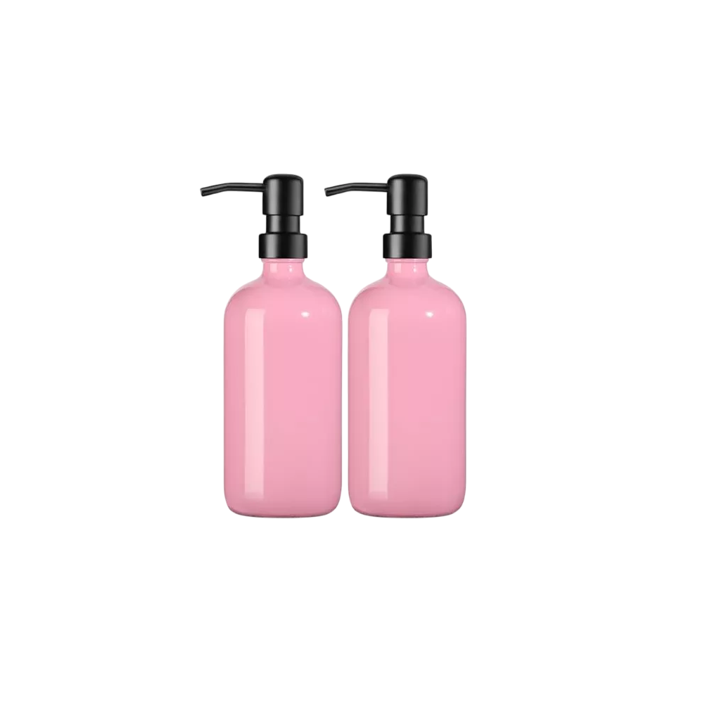 Foto 2 pulgar | Dispensador De Jabon 2 Kit Vidrio Baño Accesorios Rosa
