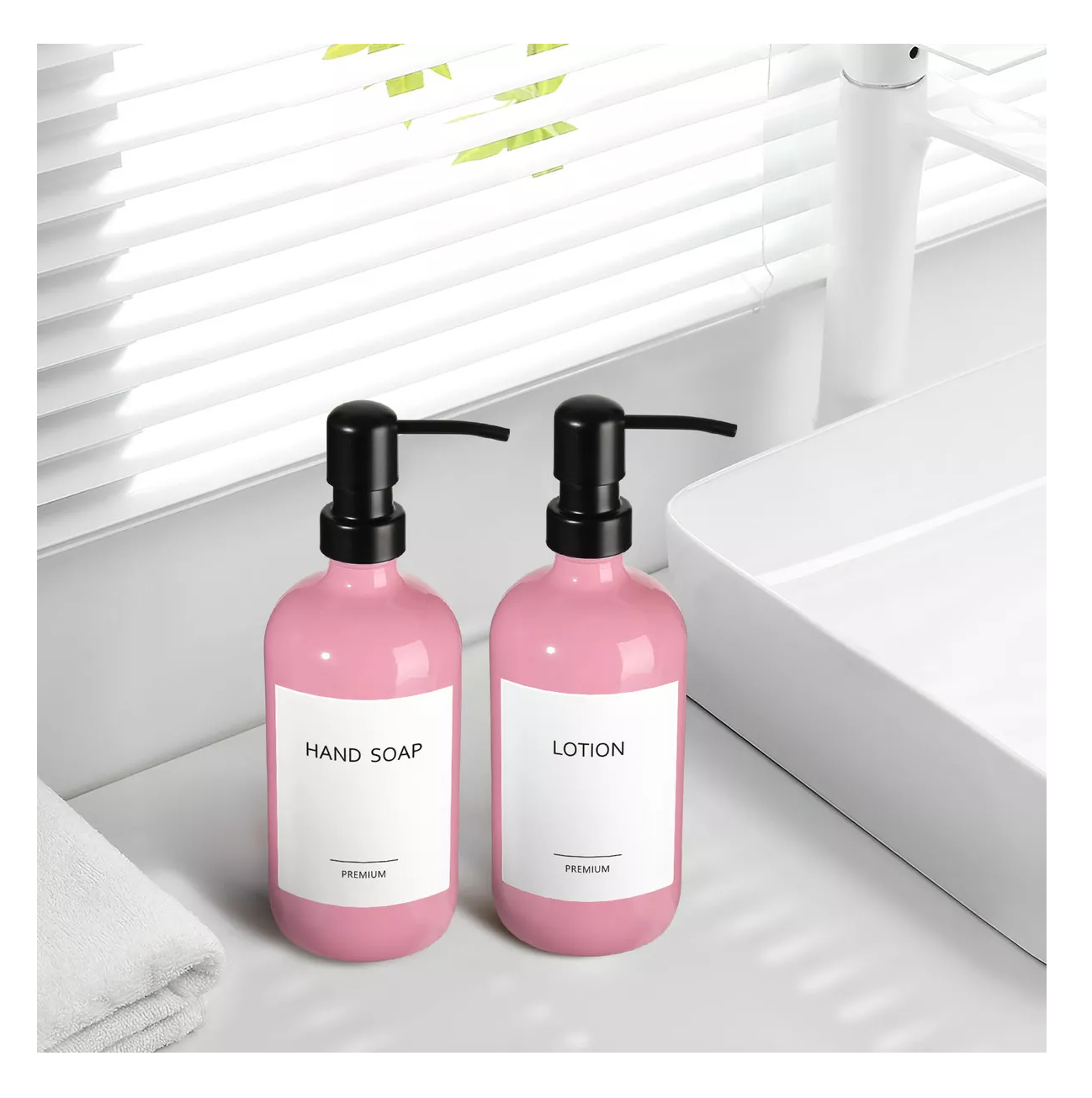 Foto 6 pulgar | Dispensador De Jabon 2 Kit Vidrio Baño Accesorios Rosa