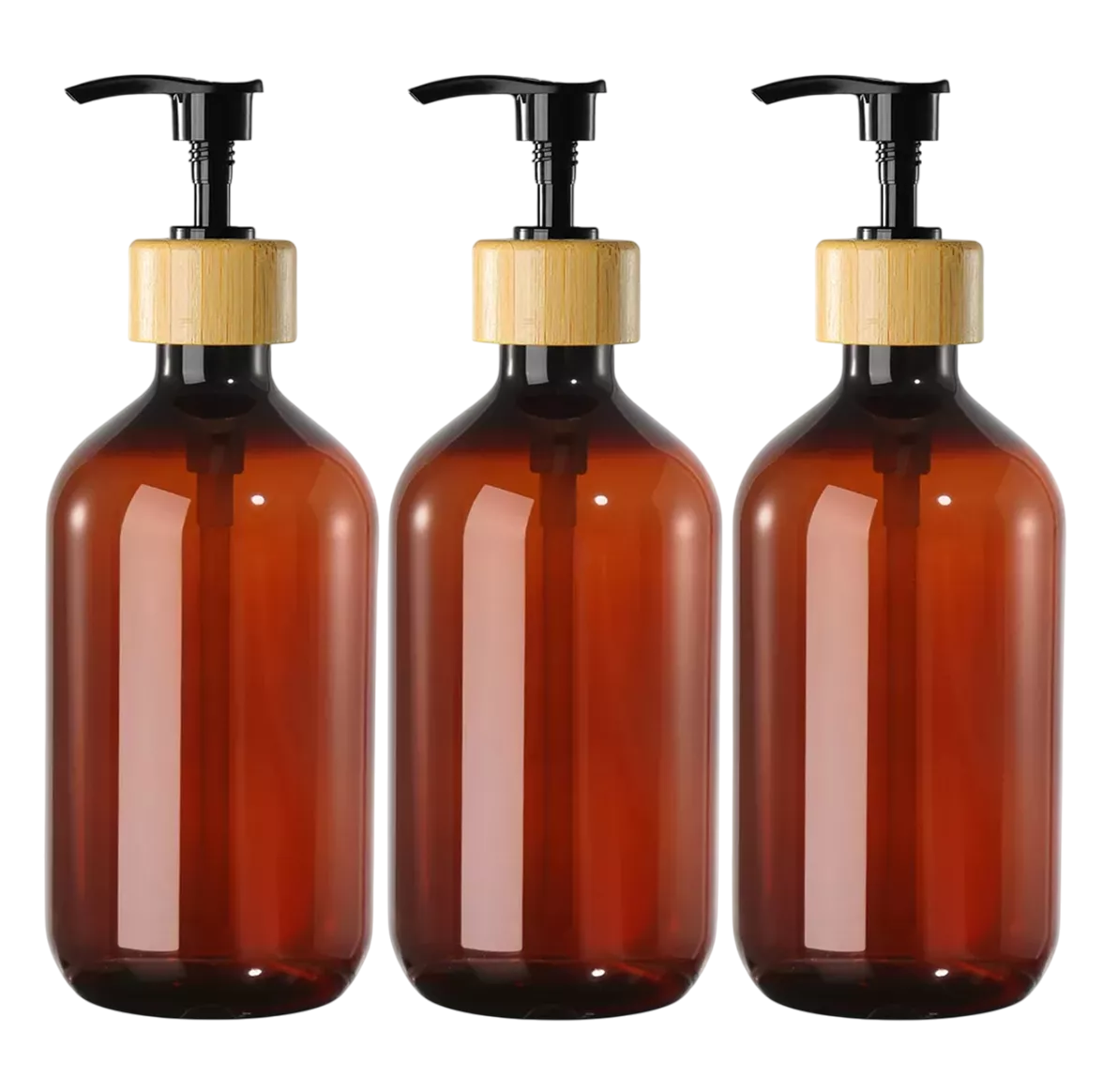 Foto 2 pulgar | Juegos De Baño 3 Dispensador De Jabon De Shampoo Bambu 500 Ml Marron