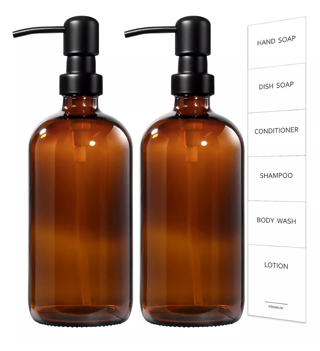 Dispensador De Jabon 2 Kit Vidrio Baño Accesorios Marron