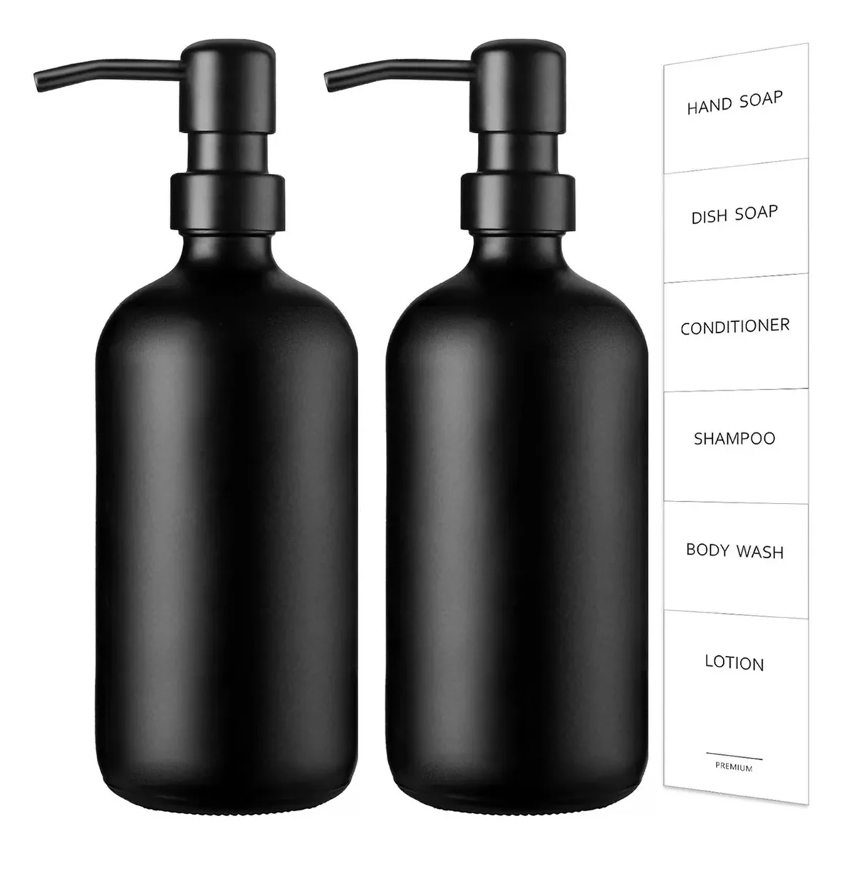 Foto 1 | Dispensador De Jabon 2 Kit Vidrio Baño Accesorios Negro