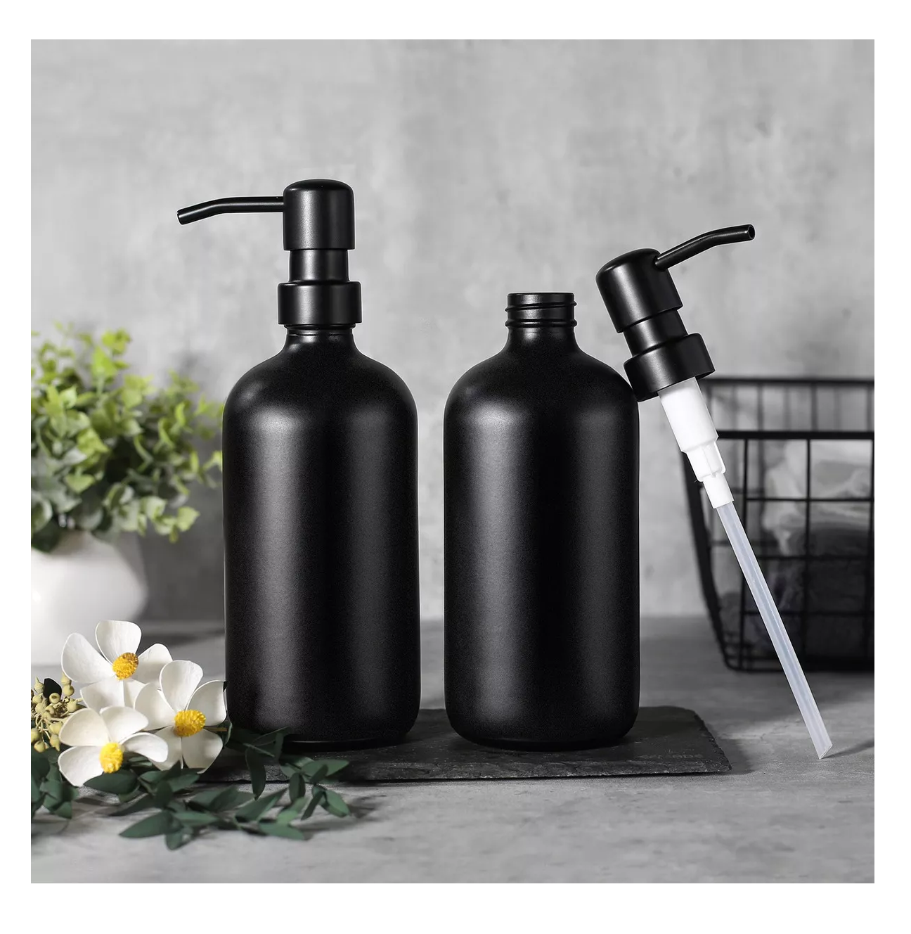 Foto 4 pulgar | Dispensador De Jabon 2 Kit Vidrio Baño Accesorios Negro