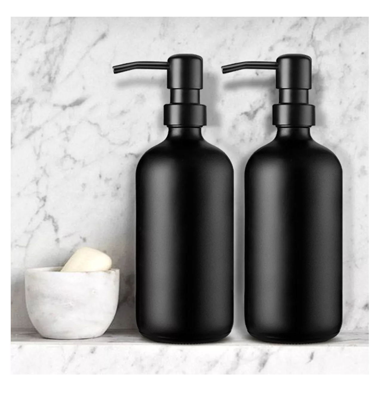Foto 5 | Dispensador De Jabon 2 Kit Vidrio Baño Accesorios Negro