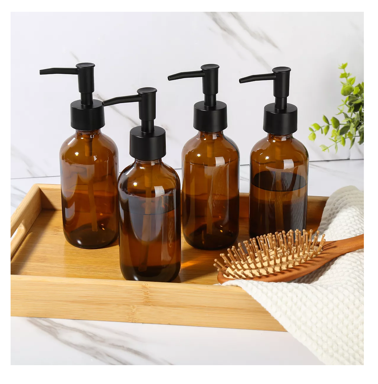 Foto 4 | Dispensador De Jabon Liquido 4 Kit De Baño Y Cocina Marrón
