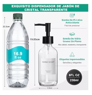Foto 2 | Dispensador De Jabon Liquido 4 Kit De Baño Y Cocina Transparente