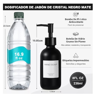 Foto 2 | Dispensador De Jabon Liquido 4 Kit De Baño Y Cocina Negro