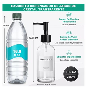 Foto 2 | Dispensador De Jabon Liquido 4 Kit De Baño Y Cocina Transparente