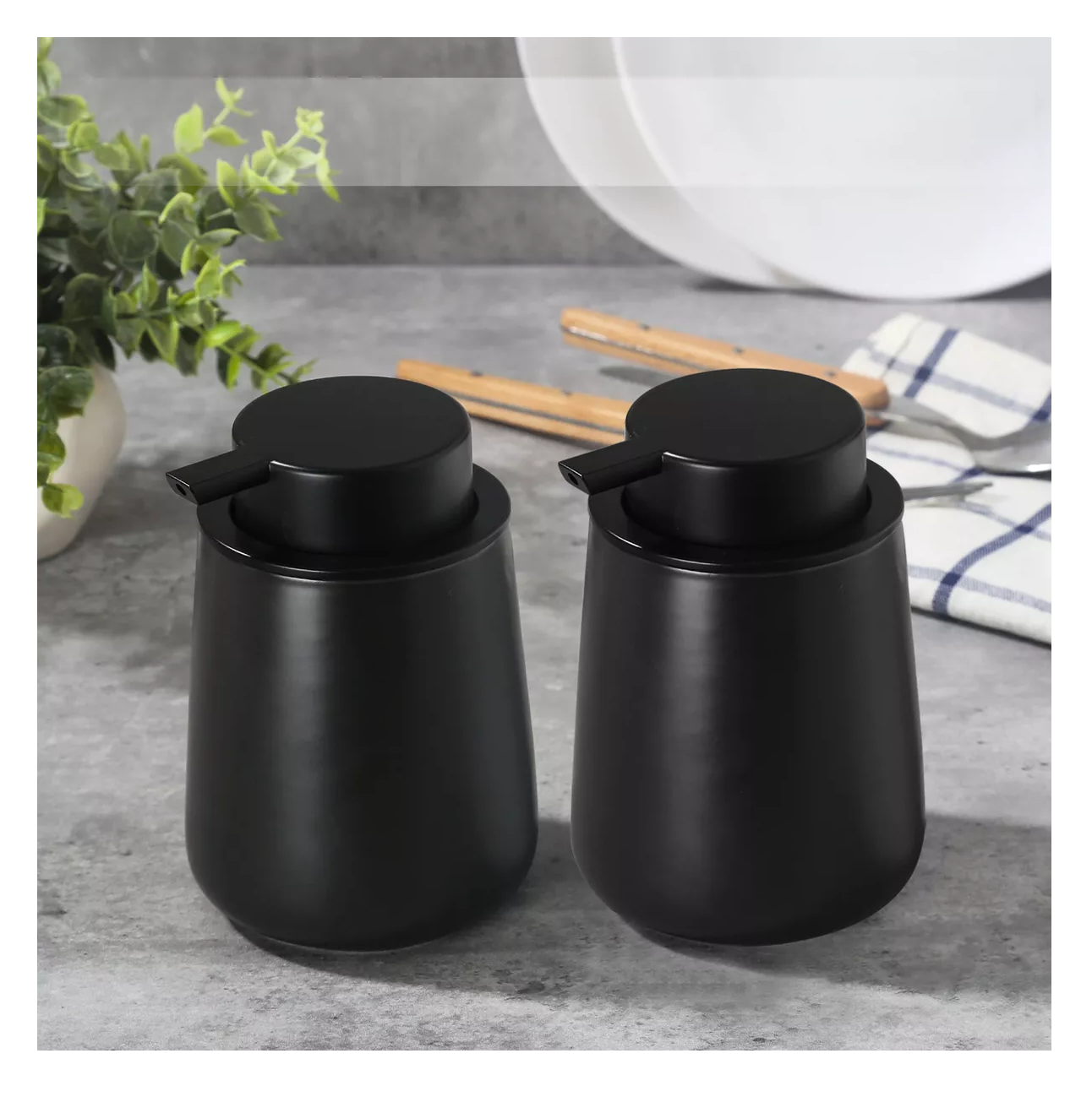 Foto 5 pulgar | Dispensador de Jabón Líquido Negro Cerámico 2 Piezas 350 ml