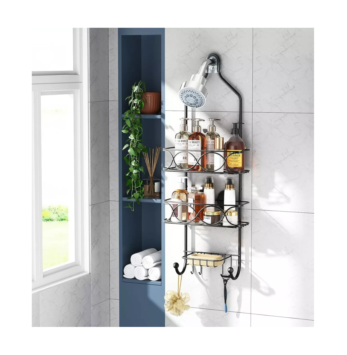 Foto 5 pulgar | Organizadore Para Baño Cocina Pared Repisa Estante 3 Niveles Belug Negro