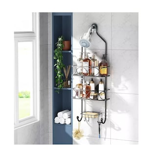 Foto 4 | Organizadore Para Baño Cocina Pared Repisa Estante 3 Niveles Belug Negro