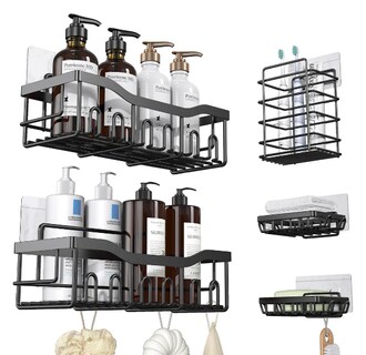 Foto 1 | Set Xtellar De 5 Estante Organizador Regadera De Baño Con Adhesivos Color Negro