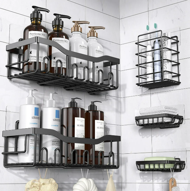 Foto 5 pulgar | Set Xtellar De 5 Estante Organizador Regadera De Baño Con Adhesivos Color Negro