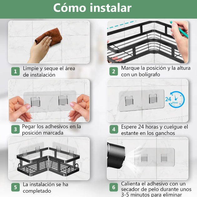 Foto 5 pulgar | Organizador de Regadera Xtellar Acero Inoxidable 10 Piezas