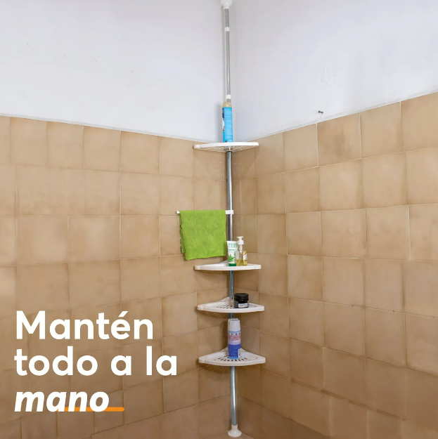 Foto 3 pulgar | Organizador Esquinero de Regadera Xtellar Telescópico 4 Estantes + 1 Toallero