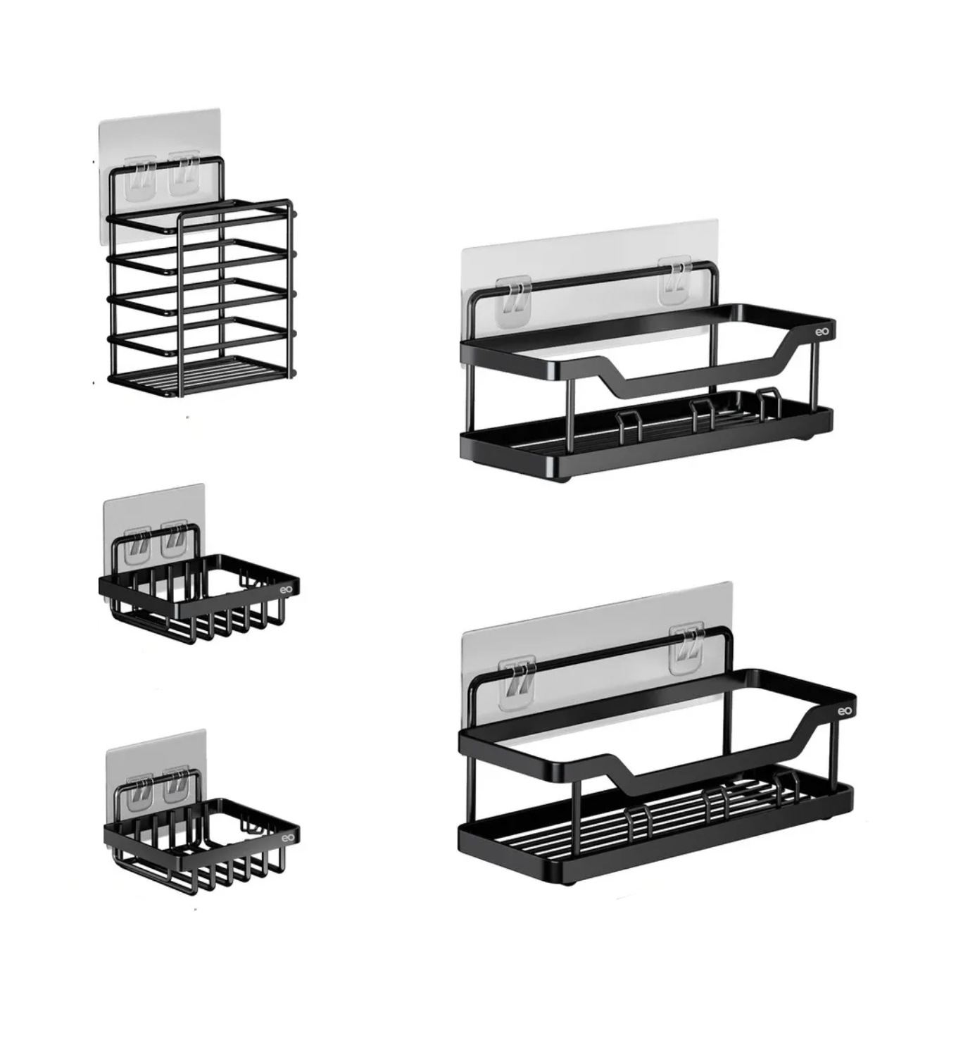 Set Estante Sin Taladro Con Ganchos Color Negro 5 Piezas Eo Safe Imports Esi-18902 Negro
