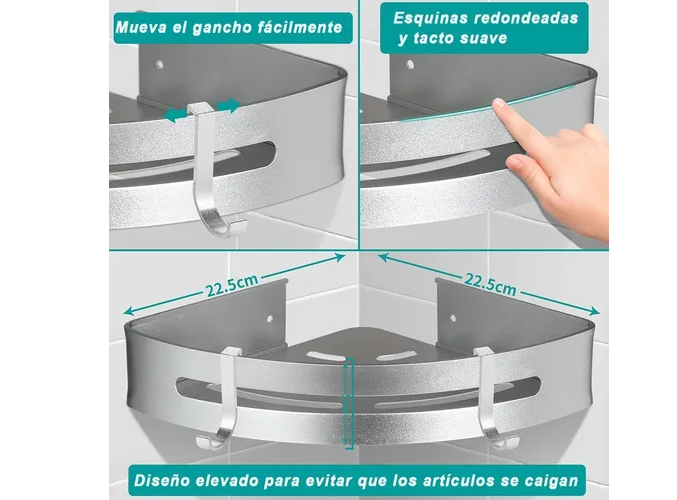 Foto 6 pulgar | Estante Baño Xtellar Premium, Espacio Optimizado, Juego De 2 Piezas Con Diseño Esquinero Para Cocina Y Regadera