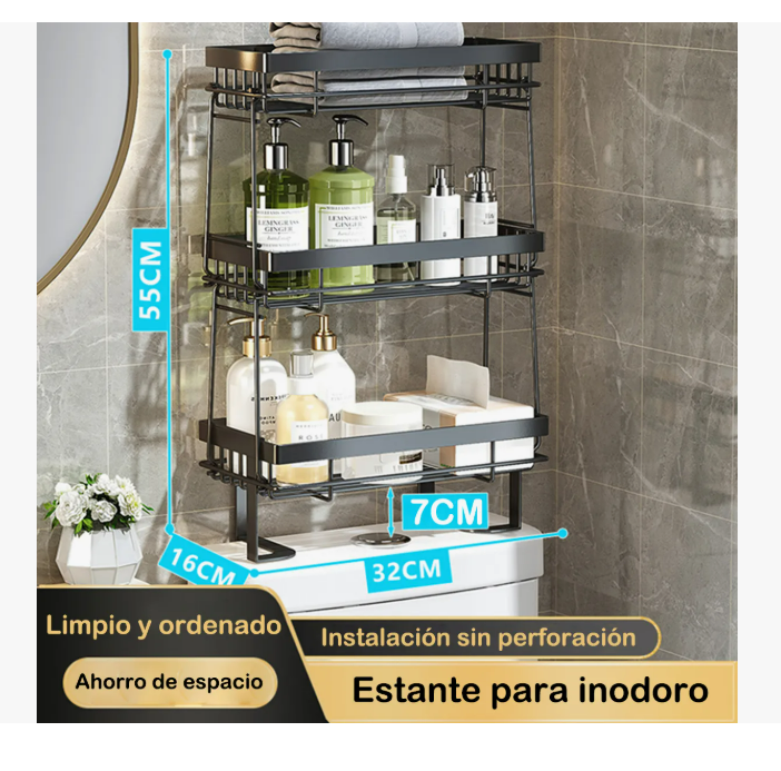 Foto 5 pulgar | Estante Organizador Para Baño Sobre El Inodoro De 3 Niveles