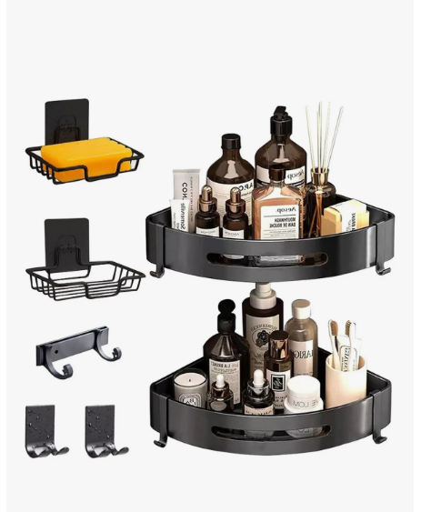 Foto 2 pulgar | Accesorios De Baño Estantes De Baño Organizador Negro Juego De 7 Piezas